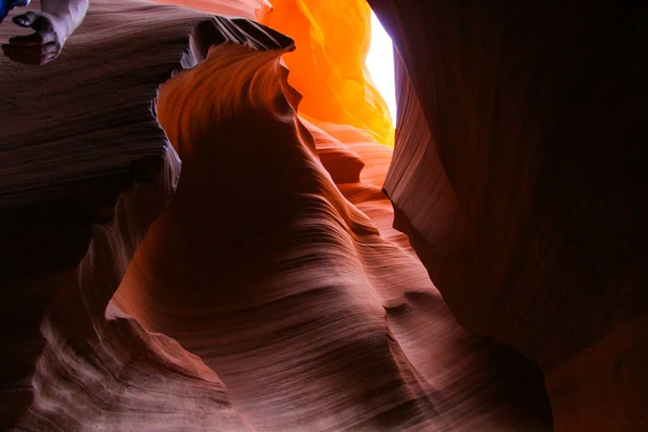 Stunning view inside Antelope Canyon showing natural rock formations and light.